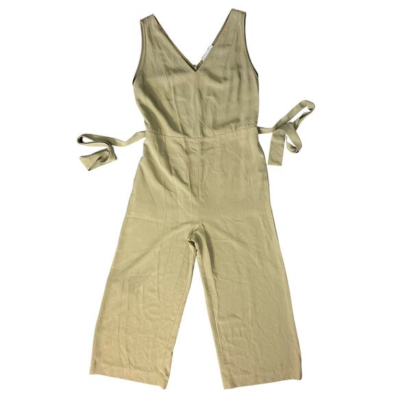 Everlane Japanese GoWeave Essential Cropped Olive Green Wide Leg Jumpsuit size 6 - Picture 14 of 14